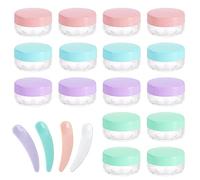 XHNFCU 16 Pezzi 10Grammi/10ml Vuoti Vasetti Cosmetici in Plastica e 4 Mini Spatole, Mini Vasi da Viaggio con Coperchi, Vasi Campione per Mini Articoli da Toeletta per Lozioni, Cosmetici (4 Colori)