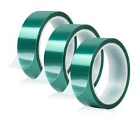 XHNKEG Nastro adesivo resistente al calore, 3 rotoli di poliestere ad alta temperatura, 50 mm x 33 m x 0,05 mm, nessun residuo per elettronica, circuito stampato, trasferimento termico (verde)