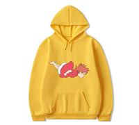 xhomeshop Anime Ponyo on The Cliff Kawaii Felpe Pesce Rosso Principessa Ponyo Pullover con Cappuccio Sousuke Felpe con Cappuccio Ponyo Sousuke Lovely Felpe Carino Fan Abbigliamento
