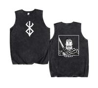 xhomeshop Canotta Anime Berserk Gilet Lavato retrò Berserk Hip Hop Streetwear Magliette Lavate Senza Maniche