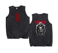 xhomeshop Canotta Anime Berserk Gilet Lavato retrò Berserk Hip Hop Streetwear Magliette Lavate Senza Maniche