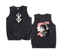 xhomeshop Canotta Anime Berserk Gilet Lavato retrò Berserk Hip Hop Streetwear Magliette Lavate Senza Maniche