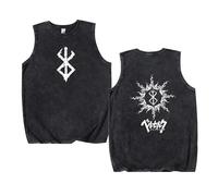 xhomeshop Canotta Anime Berserk Gilet Lavato retrò Berserk Hip Hop Streetwear Magliette Lavate Senza Maniche