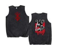xhomeshop Canotta Anime Berserk Gilet Lavato retrò Berserk Hip Hop Streetwear Magliette Lavate Senza Maniche