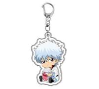 xhomeshop Gintama Anime Figura Portachiavi Fan Creative Regalo Sakata Gintoki Kagura Acrilico Portachiavi Anime Ciondolo Portachiavi Cosplay Accessorio