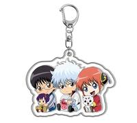 xhomeshop Gintama Anime Figura Portachiavi Fan Creative Regalo Sakata Gintoki Kagura Acrilico Portachiavi Anime Ciondolo Portachiavi Cosplay Accessorio