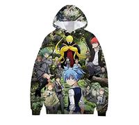 xhomeshop Harajuku Anime Assassination Classroom 3D Felpa con Cappuccio Korosensei Pullover a Maniche Lunghe Shiota Nagisa Felpa con Tasca Oversize