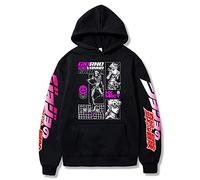 xhomeshop Harajuku Anime JoJo's Bizarre Adventure Felpa con Cappuccio Giorno Giovanna Pullover a Maniche Lunghe Jonathan Joestar Felpa con Tasca Oversize