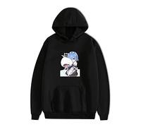 xhomeshop Re Zero Starting Life in Another World Felpa con Cappuccio da Uomo e da Donna a Maniche Lunghe Tops Anime Stampa Casual Sport Pullover Felpa RAM e REM Cosplay Costumi