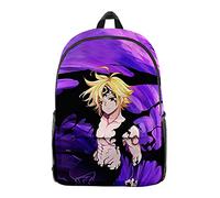 xhomeshop The Seven Deadly Sins Zaino Anime 3D Printing College Style Keychain Bag Zaino da Viaggio Meliodas Collezione Cosplay Oxford Cloth Bags per Unisex