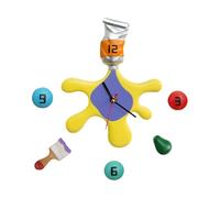 XHorloge D'art Mural - Horloges Murales Pour Le Salon | Horloges De Cuisine | Battered Resin Paint Splash Splash Clock-Sculpture | Ornement Moderne Coloré Pour La Maison De Cuisine À La Maison Bibliot