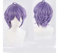 XHSDOZD Parrucca Cosplay Anime Touken Ranbu Online Kasen Kanesada Parrucca，Purple Short Parrucca Cosplay，con Rete per Parrucca Gratuita，per Festa Carnevale Halloween Cosplay Parrucca