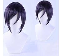XHSDOZD Parrucca Cosplay Anime Touken Ranbu Online Yagen Toushirou Parrucca，Dark Purple Short Parrucca Cosplay，con Rete per Parrucca Gratuita，per Festa Carnevale Halloween Cosplay Parrucca