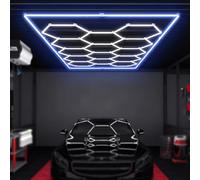 XHSMYXGS Luce a LED Esagonale da Garage da 672 W, plafoniera a Nido d'Ape a 14 Griglie, Luce Bianca Fredda 6500K, Luce Splendida, per Garage, Negozi, Magazzini (Blue)