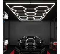 XHSMYXGS Luce a LED Esagonale da Garage da 672 W, plafoniera a Nido d'Ape a 14 Griglie, Luce Bianca Fredda 6500K, Luce Splendida, per Garage, Negozi, Magazzini (White)