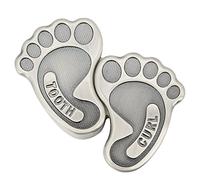 XHTLLO Scatola Portaoggetti in Metallo a Forma di Piede Carino Porta Denti da Bambino con 2 Coperchi Per La Collezione di Gioielli Regalo Memoriale Per La Crescita dei Bambini(Argenteo)