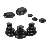 XHTLLO Set di pietre per massaggio al basalto nero da 20 pezzi per spa calda, forma ovale, ideale per pedicure dei piedi, massaggio con oli essenziali e sollievo dallo stress