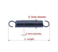 Xhuan-Molle di compressione 0.6mm Wire Diameter Tension Spring With Open Hook Extension Spring Pullback Spring Outer Diameter 5/6/7mm Length 15-60mm, 10Pcs, Robusto multiuso(25mm,7mm)
