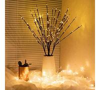 XhuangTech Confezione da 3 rami di luci a LED, alimentate a batteria, ramo di salice illuminato per la festa della mamma, Pasqua bianco caldo, 76 cm, decorazione per la casa (marrone, confezione da 3)