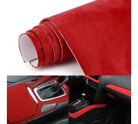 XhuangTech Pellicola protettiva per auto, in tessuto scamosciato, fai da te, morbida al tatto, con canale d'aria, autoadesiva, decorativa per interni ed esterni, decalcomania elastica (rosso, 50 x 152