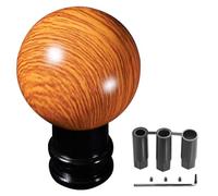 XhuangTech Pomello del cambio per auto con venature del legno, sfera rotonda in alluminio, per la maggior parte delle auto automatiche manuali, con 3 adattatori da 8 mm, 10 mm, 12 mm (giallo)