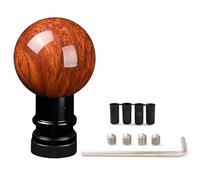 XhuangTech Pomello del cambio per auto con venature del legno, sfera rotonda in alluminio, per la maggior parte delle auto automatiche manuali, con 3 adattatori da 8 mm, 10 mm, 12 mm, rosso