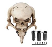 XhuangTech Pomello del cambio per auto, teschio con corna, per la maggior parte delle auto automatiche manuali, con 3 adattatori da 8 mm, 10 mm, 12 mm (beige)