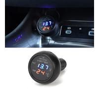 XhuangTech Voltmetro e termometro 3 in 1 con porta USB, display digitale da 7,5 cm x 4,4 cm, monitor della batteria dell'auto e tester di temperatura per accendisigari, per veicoli, camion, camper e