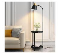 XHURWDZ643KM Standing - Lampada da terra con ripiani, lampade da terra moderne della metà secolo, lampada da tavolo rustica per camera da letto e soggiorno, illuminazione interna (nero)