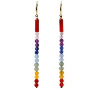 XHUUU Orecchini pendenti lunghi Reiki con 7 chakra, da donna, in argento 925, placcati in oro, con cristalli colorati, per meditazione, yoga, relax