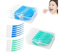 XHYASD 120 spazzolini interdentali, in silicone, spazzolini interdentali, bastoncini in gomma, spazi per la pulizia dei denti curvi per un'igiene orale efficace e pulizia delle parentesi graffe (blu