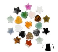 XHYASD 20 Pezzi Pietre Preziose per Bambini, Cristalli Pietre Portafortuna a Forma di Stella e Cuore, Pietre Preziose Curative con Borsa per Il Bilanciamento Dei Chakra Reiki San Valentino
