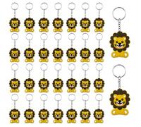 XHYASD Set di 30 ciondoli a forma di leone, in silicone, gomma, anello in | design a forma di gatto predatore, materiale in PVC morbido, robusto gancio di chiusura in metallo, clip da tasca versatile