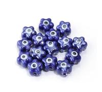 XHYXWN 10-100 Pezzi di Perline sfuse in Ceramica a Forma di Occhio di Diavolo da 10 mm,Perline in Ceramica Smaltata a Forma Fiore colorato,per Braccialetti,collane,creazione di Portachiavi Fai da Te