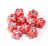 XHYXWN 10-100 Pezzi di Perline sfuse in Ceramica a Forma di Occhio di Diavolo da 10 mm,Perline in Ceramica Smaltata a Forma Fiore colorato,per Braccialetti,collane,creazione di Portachiavi Fai da Te