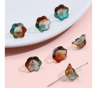 XHYXWN 100 Pezzi 12x7 mm Perline di Vetro a Forma di Fiore, Perline Colorate a Forma di Fiore sfumato per la creazione di Gioielli Fai da Te, Braccialetti, collane, Orecchini, Accessori Decorativi