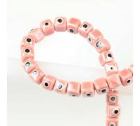 XHYXWN 100 Pezzi di Perline di Ceramica quadrate da 8/10 mm,Perline di Ceramica sciolte a Forma di Occhio del Diavolo,per collane di Perline Fatte a Mano Fai da Te,Orecchini e creazione di Gioielli