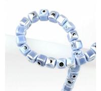 XHYXWN 100 Pezzi di Perline di Ceramica quadrate da 8/10 mm,Perline di Ceramica sciolte a Forma di Occhio del Diavolo,per collane di Perline Fatte a Mano Fai da Te,Orecchini e creazione di Gioielli