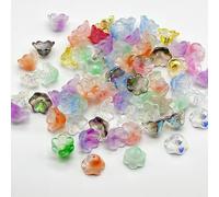 XHYXWN 100 Pezzi di Perline di Vetro a Forma di Fiore da 12 mm, Perline Colorate a Forma di Fiore con Fori, per Braccialetti Fai da Te Fatti a Mano, collane, forcine e Accessori per Capelli