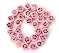 XHYXWN 20-100 Pezzi da 10 mm Perline Colorate a Forma di Smiley, Perline Piatte e Rotonde in Ceramica, per la creazione di Gioielli Fai da Te con ciondoli, collane e bracciali