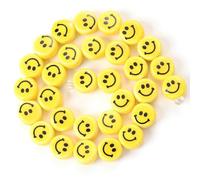 XHYXWN 20-100 Pezzi da 10 mm Perline Colorate a Forma di Smiley, Perline Piatte e Rotonde in Ceramica, per la creazione di Gioielli Fai da Te con ciondoli, collane e bracciali