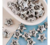 XHYXWN 20/30/50 Pezzi 14/15 mm Perline Smiley, Perline distanziatrici in Ceramica Colorate a Forma di Stella per la creazione di Gioielli Fai da Te con collane e Braccialetti