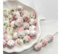XHYXWN 20/30/50 Pezzi 14 mm Perline sfuse in Ceramica con Motivo Floreale, Perline Rotonde in Porcellana Vintage, per la creazione di Gioielli Fai da Te, bracciali e collane Fatti a Mano