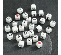 XHYXWN 20/30/50 Pezzi di Perline con Lettere da 8 mm,Perline distanziatrici quadrate in Ceramica con Lettere,per la creazione di Gioielli Fai da Te,Braccialetti,collane,Portachiavi Fatti a Mano