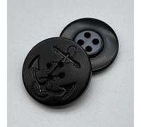 XHYXWN 20 Bottoni Piatti in Resina con Motivo ad Ancora da 15-30 mm, Neri, Rotondi a 4 Fori, per Cucire Abiti, Camicie, Cappotti, Giacche a Vento, Giacche e Accessori