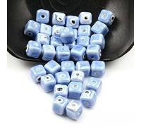 XHYXWN 20 Pezzi di Perline di Porcellana quadrate Colorate da 8/10 mm, Perline distanziatrici in Ceramica Smaltata a Forma di Occhio di Diavolo, per Realizzare Braccialetti, collane e Orecchini
