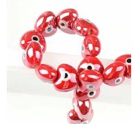 XHYXWN 30 Pezzi di Perline di Ceramica sfuse a Forma di Cuore con Occhio di Diavolo da 13/15 mm, Perline distanziatrici in Ceramica Smaltata Colorata, per Orecchini, collane e Braccialetti Fai da Te
