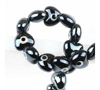 XHYXWN 30 Pezzi di Perline di Ceramica sfuse a Forma di Cuore con Occhio di Diavolo da 13/15 mm, Perline distanziatrici in Ceramica Smaltata Colorata, per Orecchini, collane e Braccialetti Fai da Te