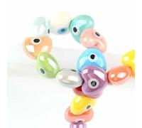 XHYXWN 30 Pezzi di Perline di Ceramica sfuse a Forma di Cuore con Occhio di Diavolo da 13/15 mm, Perline distanziatrici in Ceramica Smaltata Colorata, per Orecchini, collane e Braccialetti Fai da Te