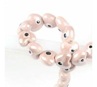 XHYXWN 30 Pezzi di Perline di Ceramica sfuse a Forma di Cuore con Occhio di Diavolo da 13/15 mm, Perline distanziatrici in Ceramica Smaltata Colorata, per Orecchini, collane e Braccialetti Fai da Te